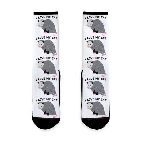 I Love My Cat Opossum Socks